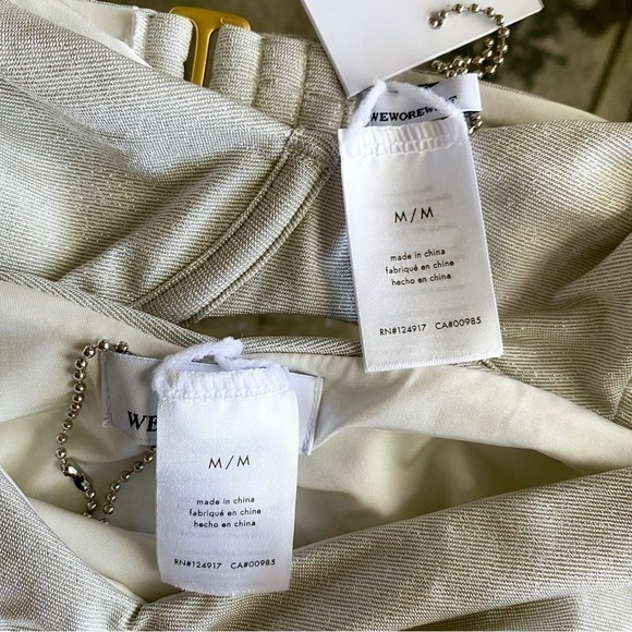 WeWoreWhat Bikini Vintage Bra Delilah Shimmer Sparkly Solid Glitter Silver M NWT - Picture 5 of 8